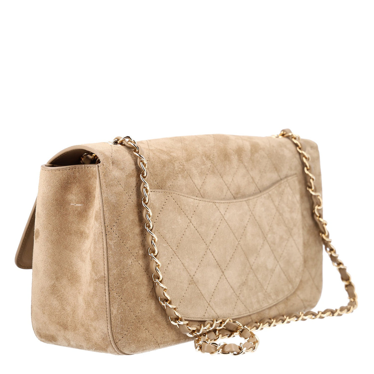 Suede Calfskin Small Souplissimo Maxi Flap Dark Beige