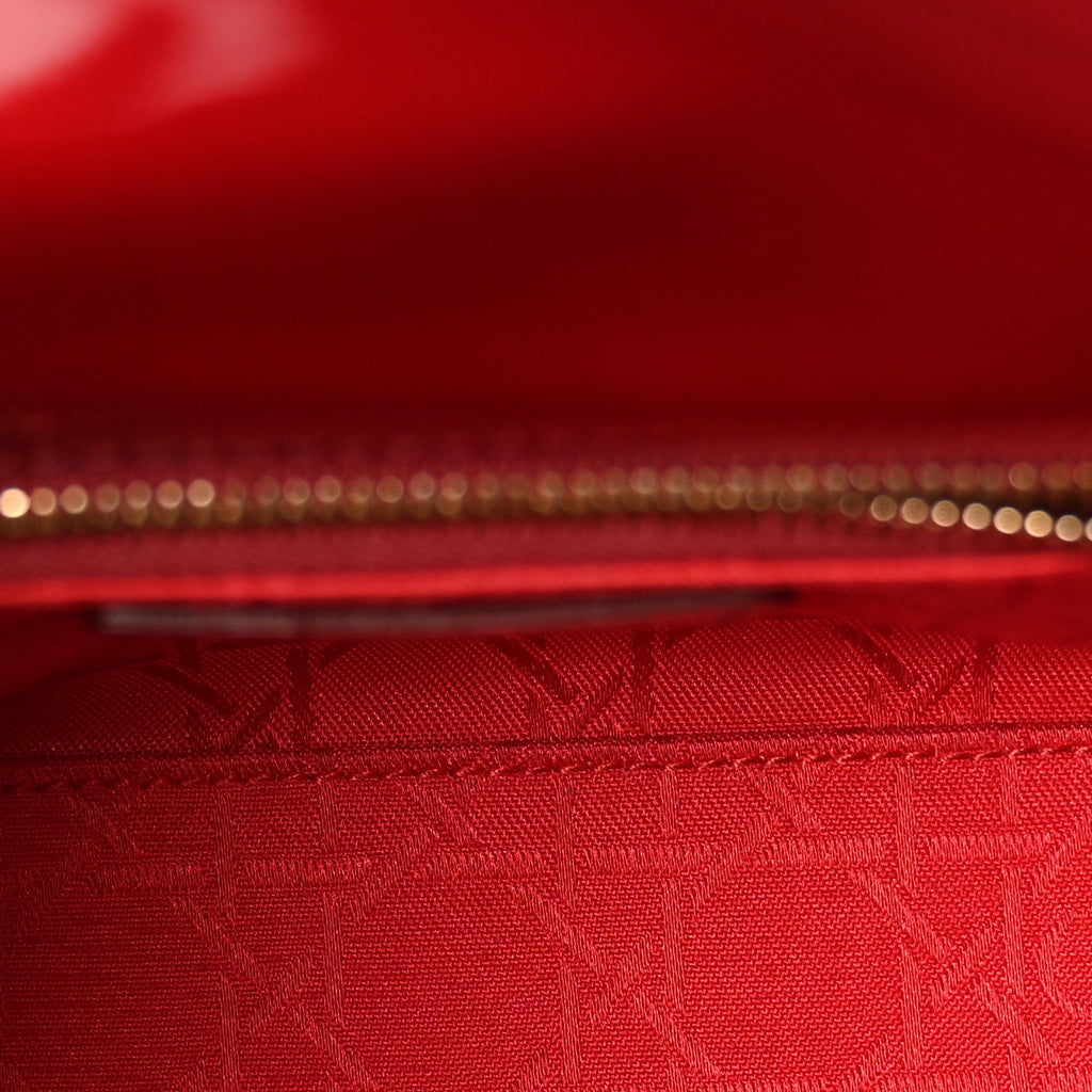 Patent Cannage Mini Lady Dior Red