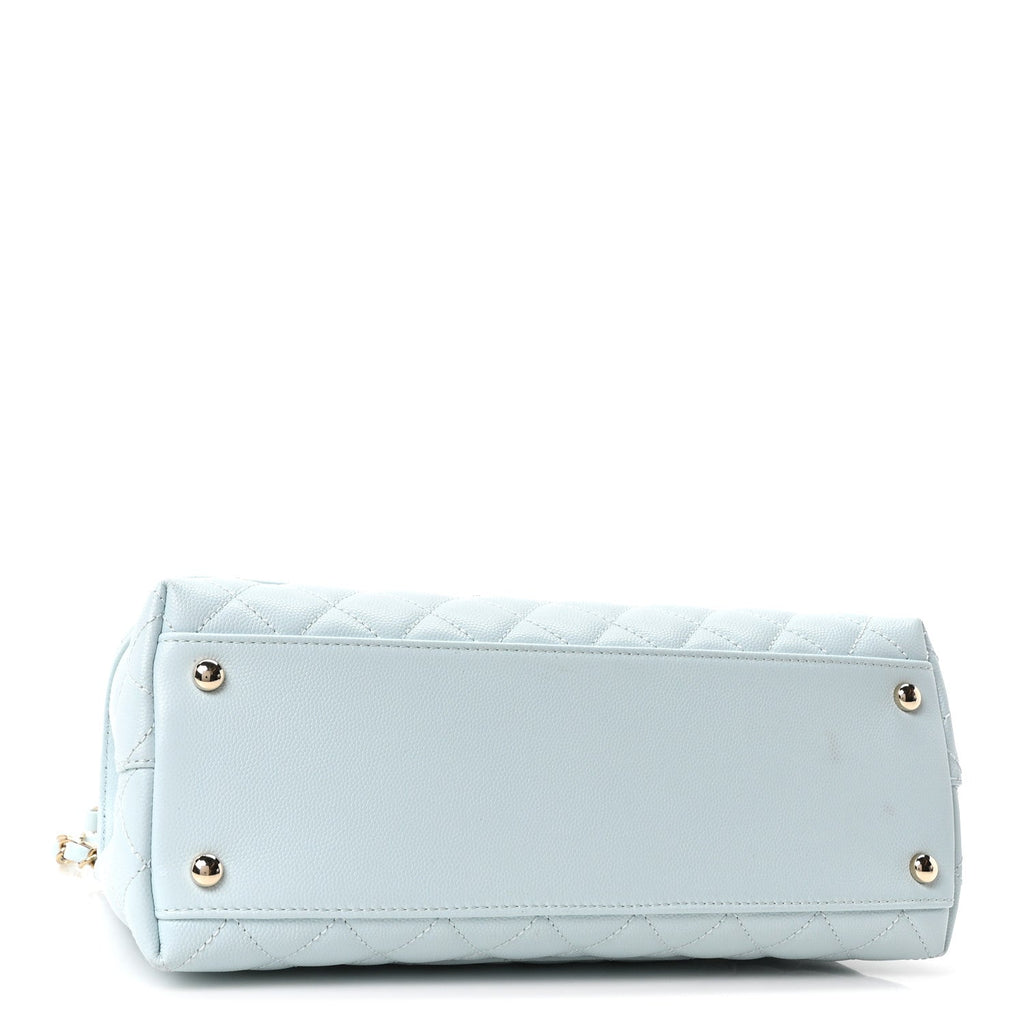 Caviar Quilted Small Coco Handle Flap Light Blue