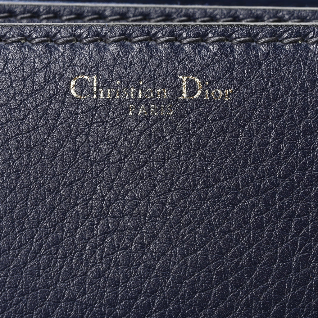 Grained Calfskin Dio(r)evolution Flap Bag Navy Blue