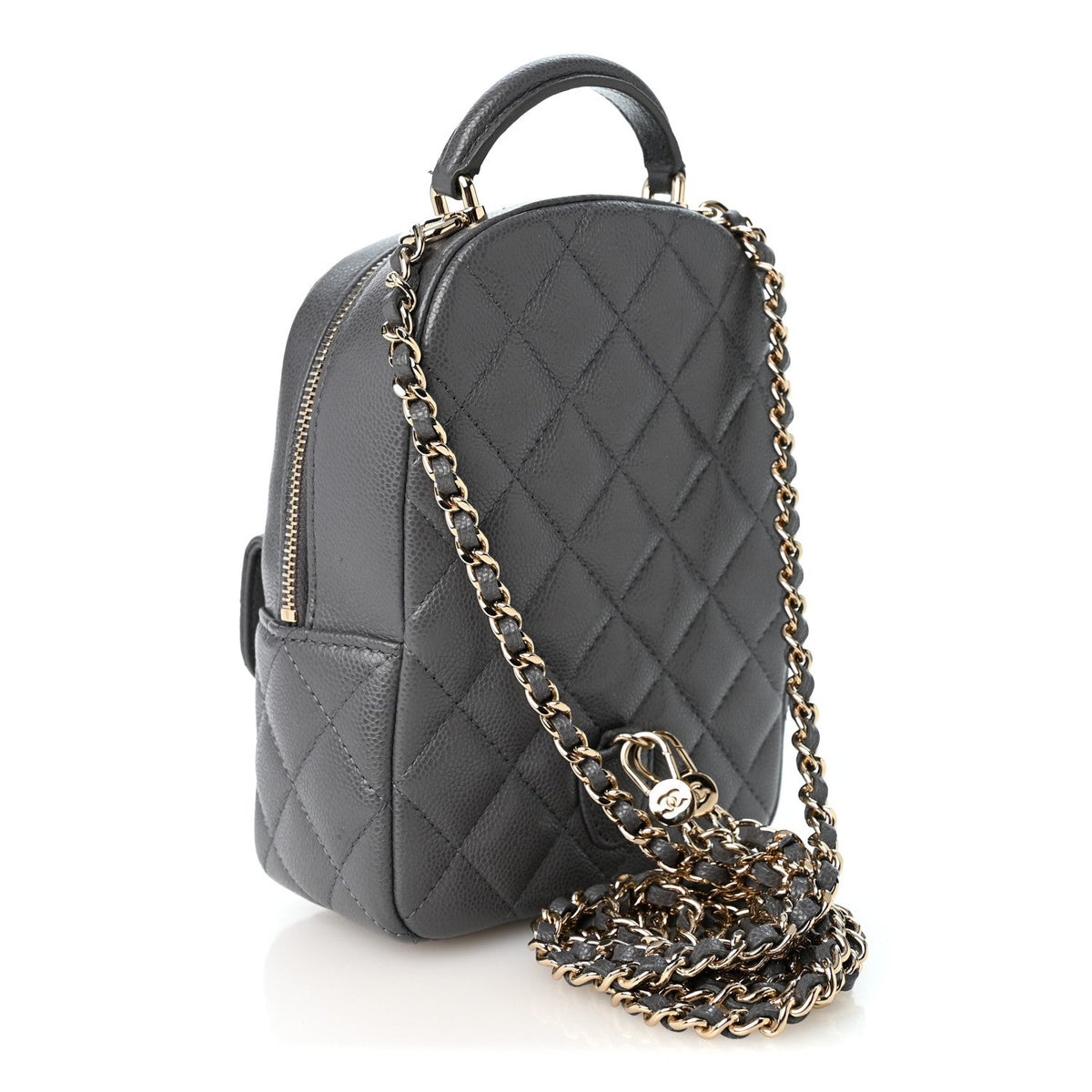 Caviar Quilted CC Mini Classic Backpack Grey