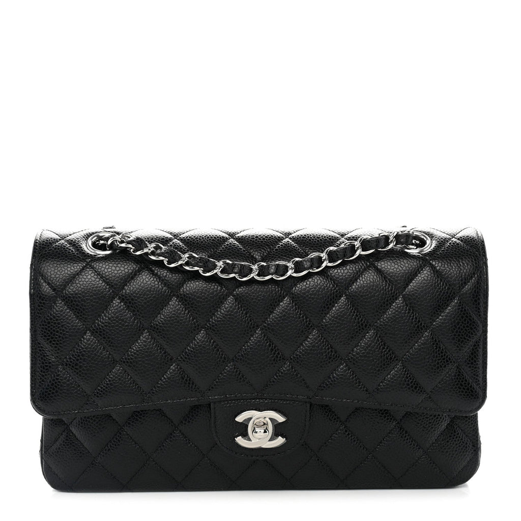 Caviar Quilted Medium Double Flap Black