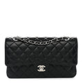 Caviar Quilted Medium Double Flap Black