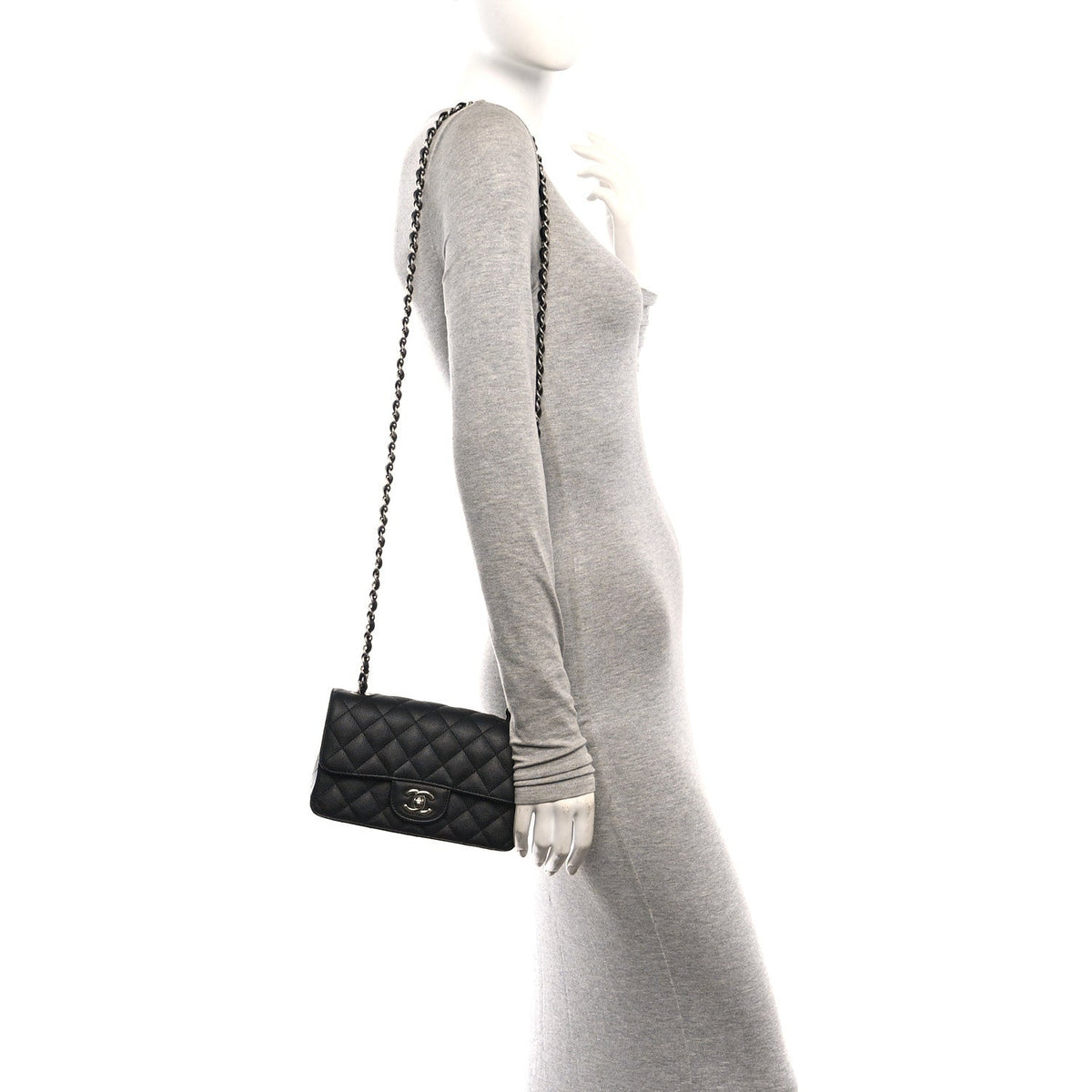 Caviar Quilted Mini Rectangular Flap Black