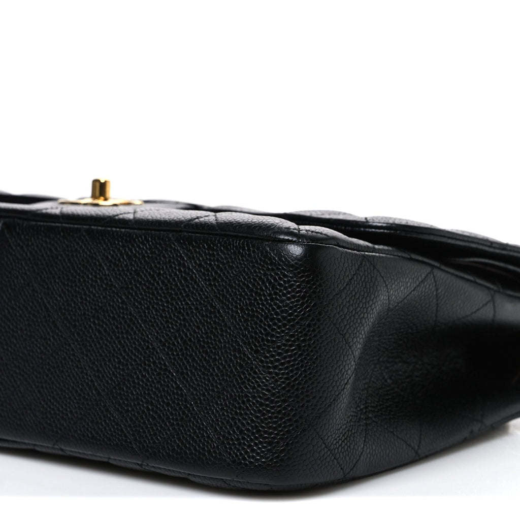 Caviar Quilted Jumbo Double Flap Black
