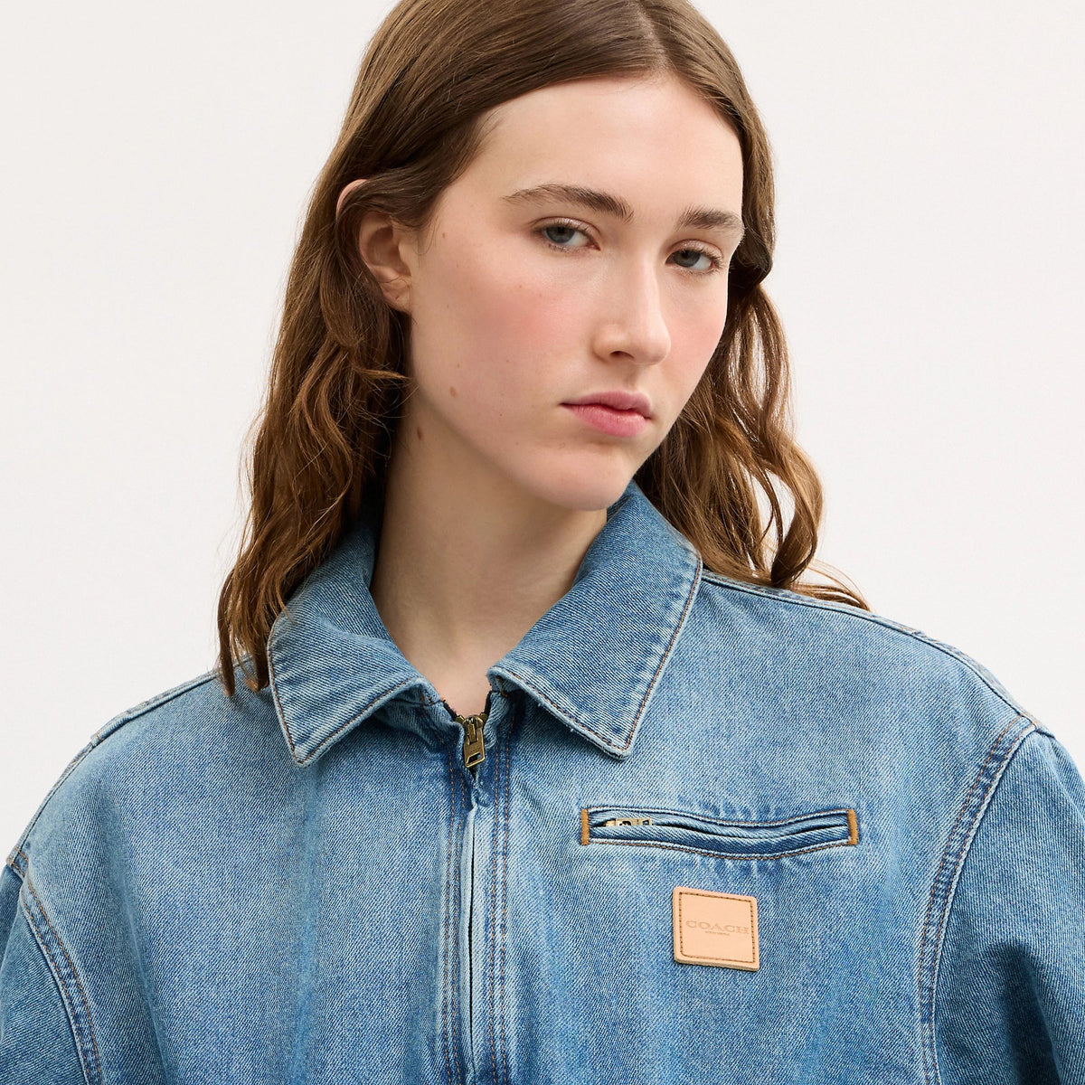 Coach Outlet Zip Denim Cropped Jacket