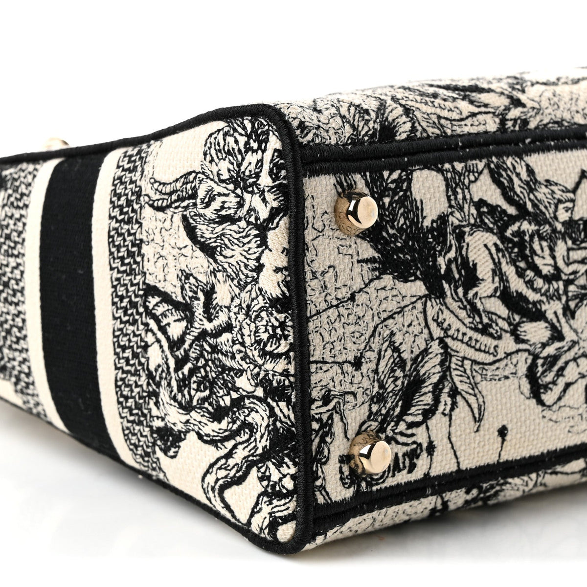 Canvas Embroidered Zodiac Toile De Jouy Medium Lady D-Lite Latte