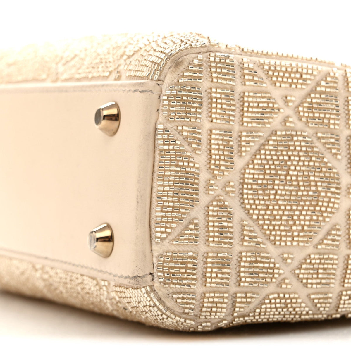 Lambskin Cannage Beaded Embroidered Mini Lady Dior Caramel Beige