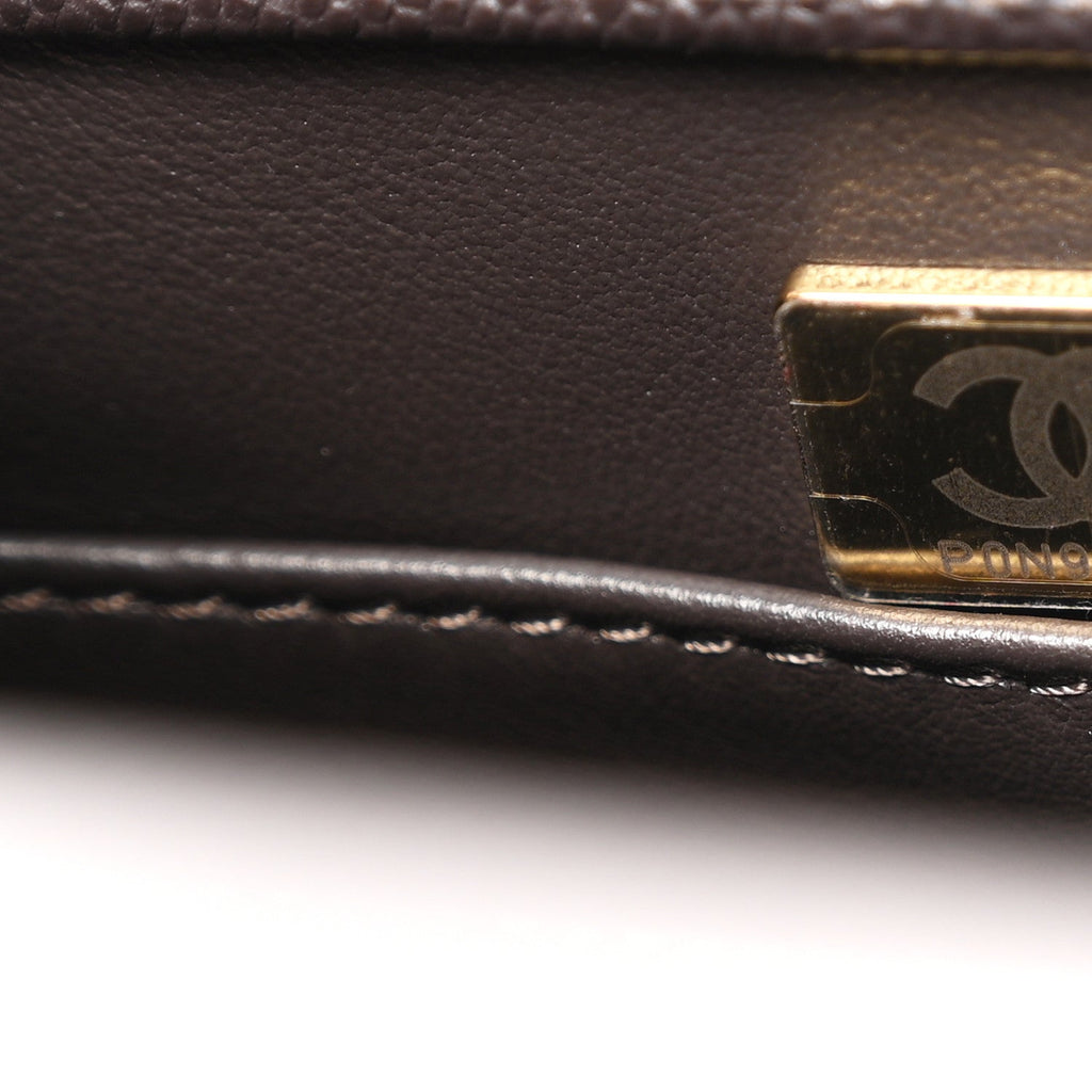 Caviar Quilted Small Coco Handle Flap Dark Brown