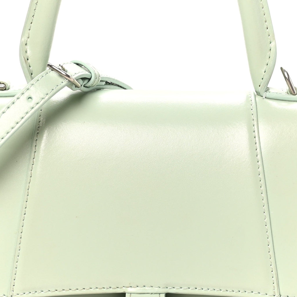 Shiny Box Calfskin Small Hourglass Top Handle Bag Light Green