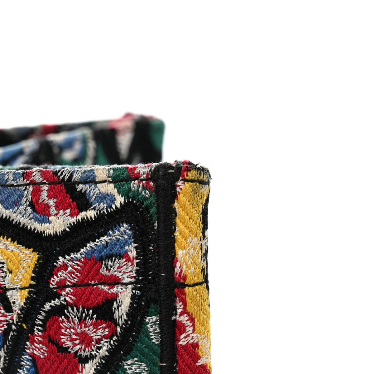Canvas Embroidered Butterfly Book Tote Black Multicolor