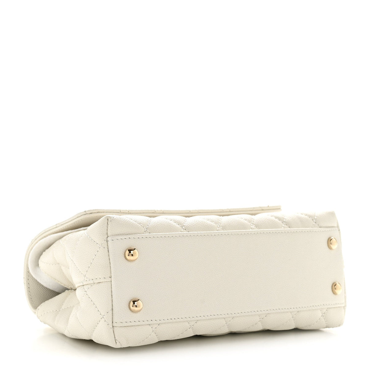 Caviar Quilted Mini Coco Handle Flap White