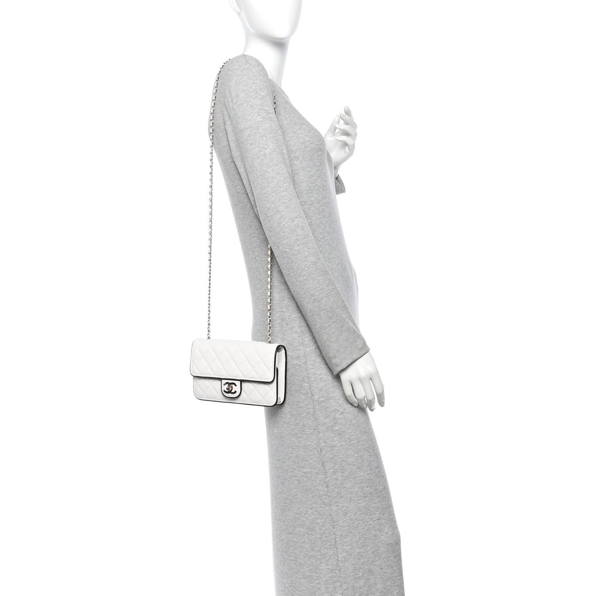 Lambskin Quilted Resin CC Mini Flap Bag White Black
