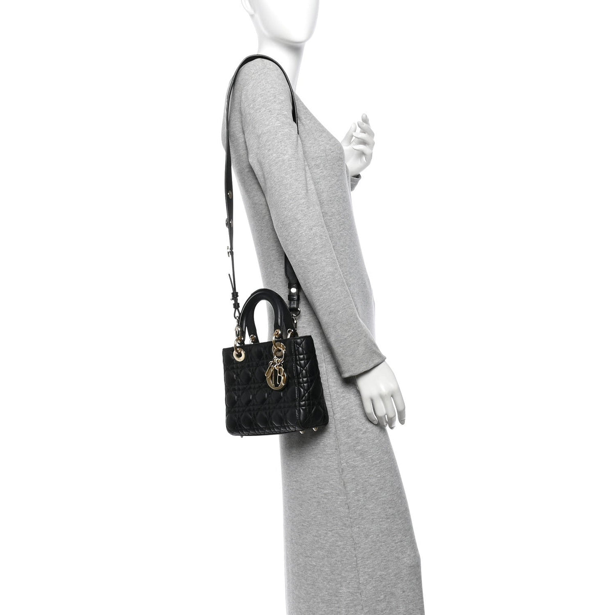 Lambskin Cannage Small Lucky Badges My Lady Dior Black