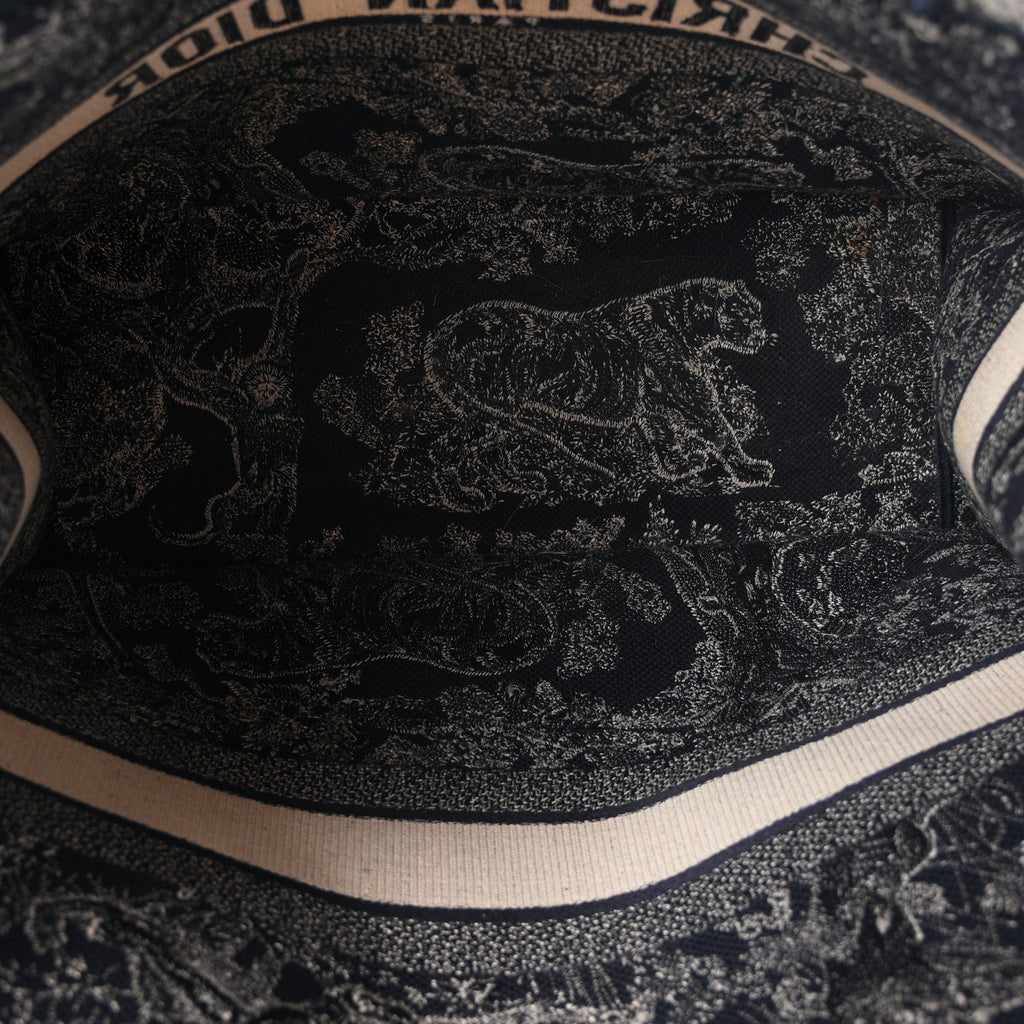 Canvas Embroidered Large Dioriviera Toile De Jouy Reverse Book Tote Blue