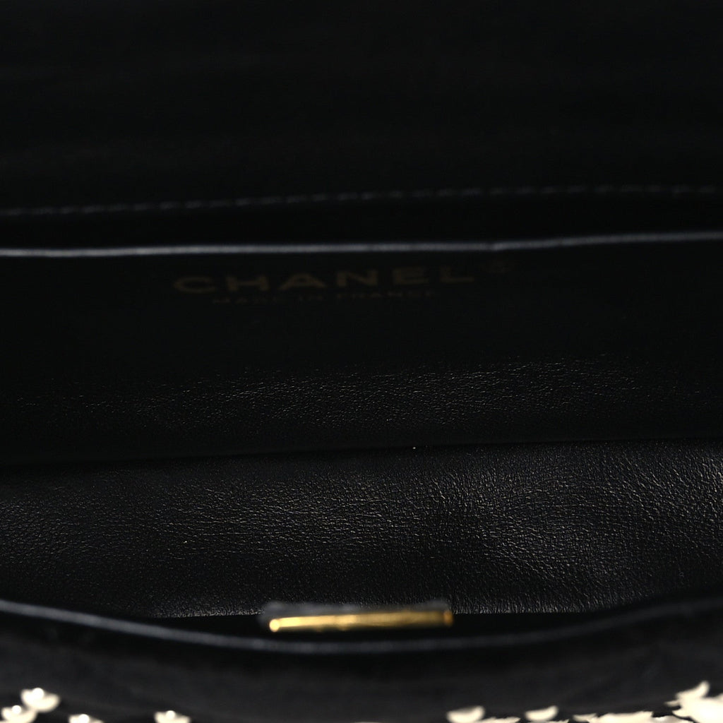 Velvet Pearl Mini Flap Bag Black