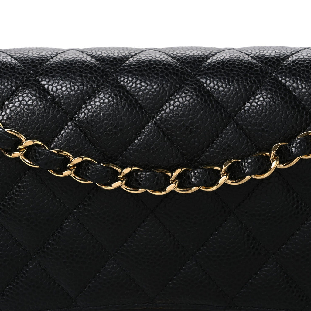 Caviar Quilted Medium Double Flap Black