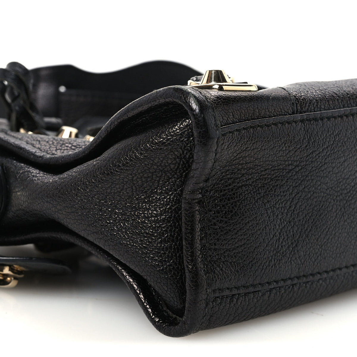 Chevre Gold Metallic Edge Hardware Mini City Black
