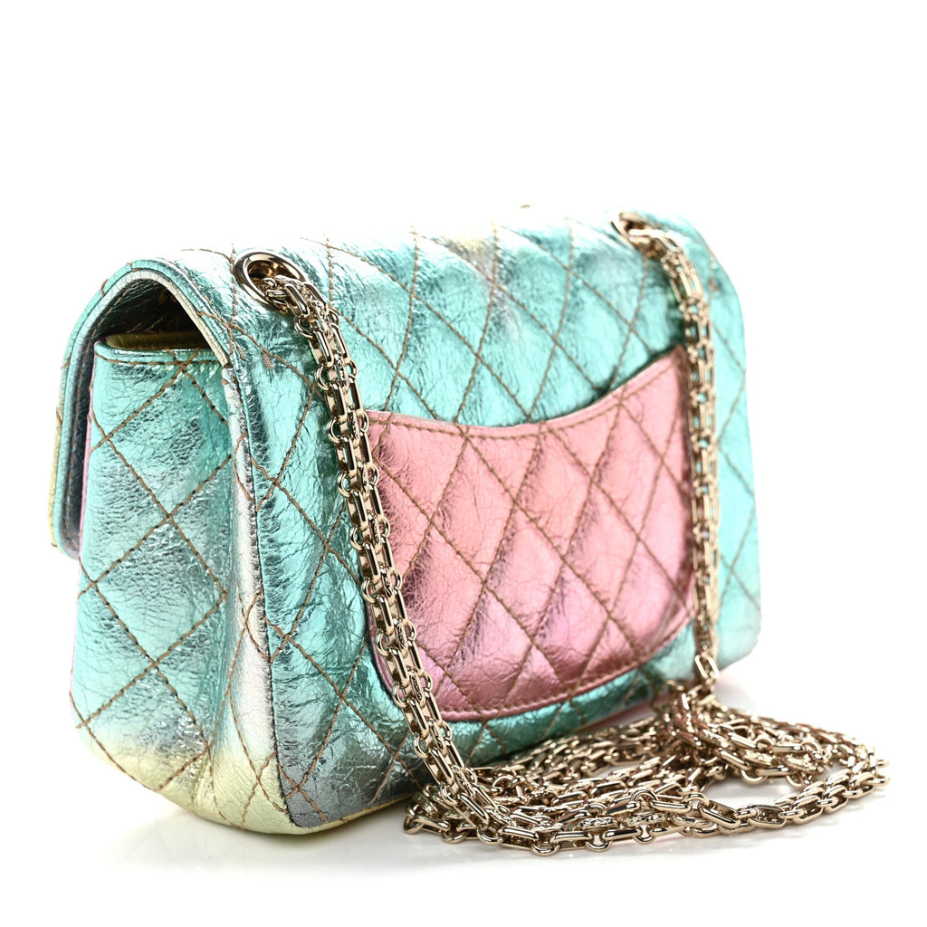 Metallic Goatskin Quilted Mini 2.55 Reissue Flap Multicolor