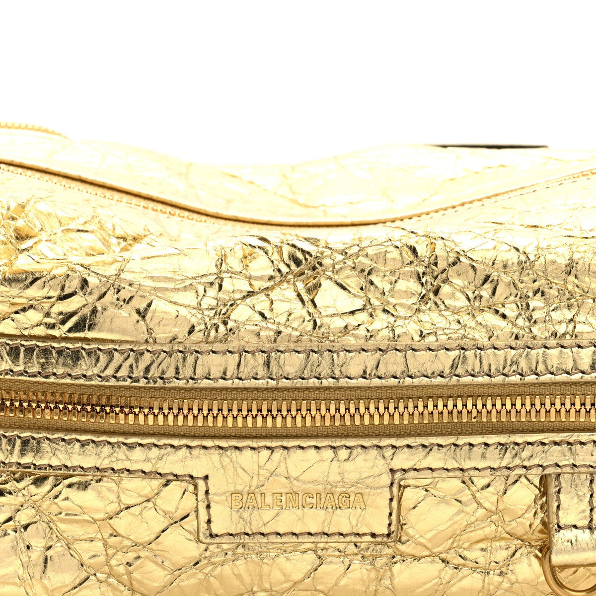 Metallized Agneau Arena Superbusy XS Sling Zip Shoulder Bag Gold