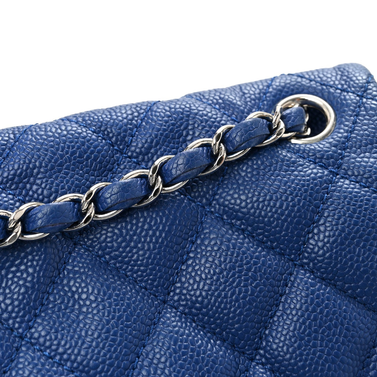 Caviar Quilted Medium Easy Flap Blue