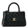 Caviar Quilted Mini Coco Handle Flap Black