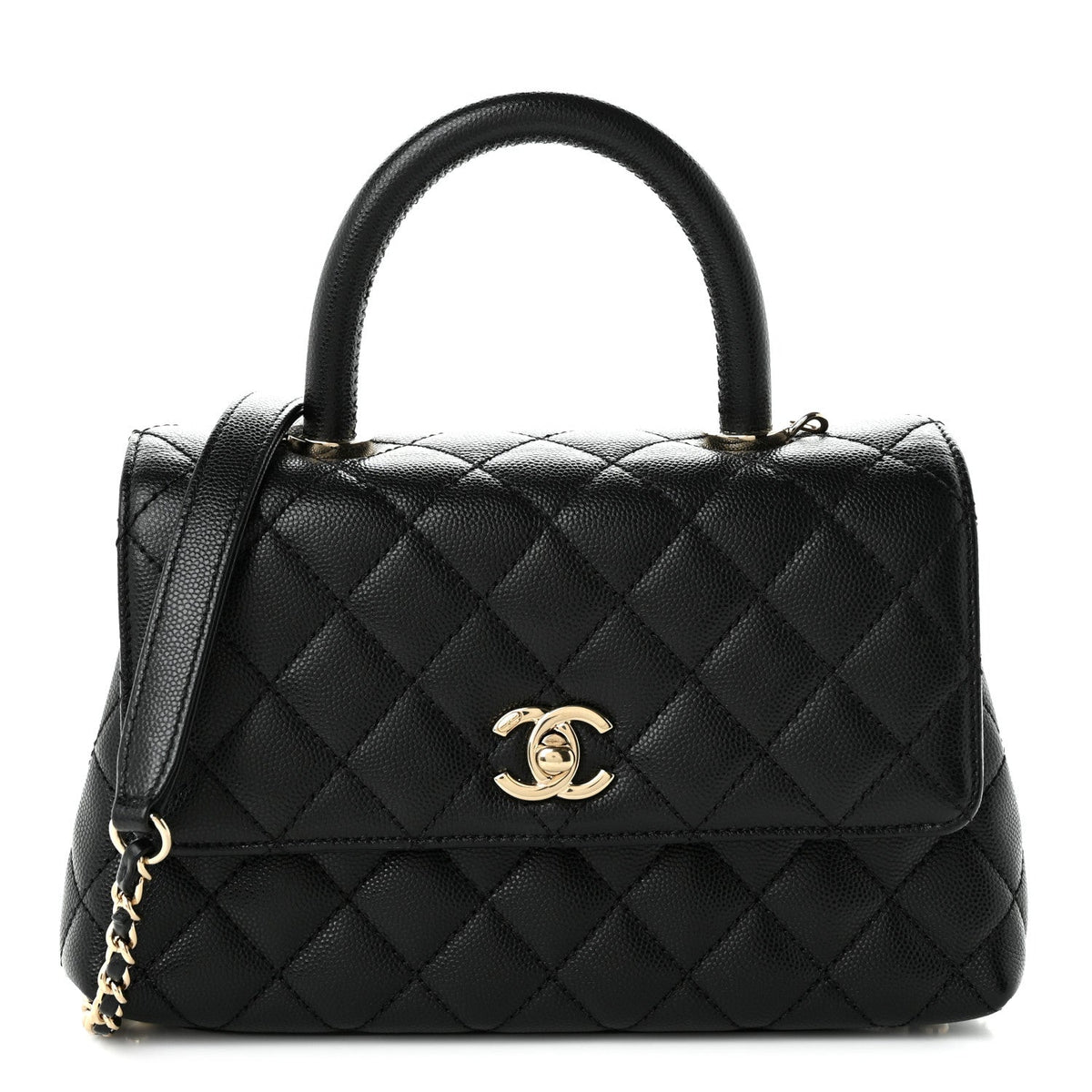 Caviar Quilted Mini Coco Handle Flap Black