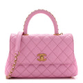 Caviar Quilted Mini Coco Chain Handle Flap Pink