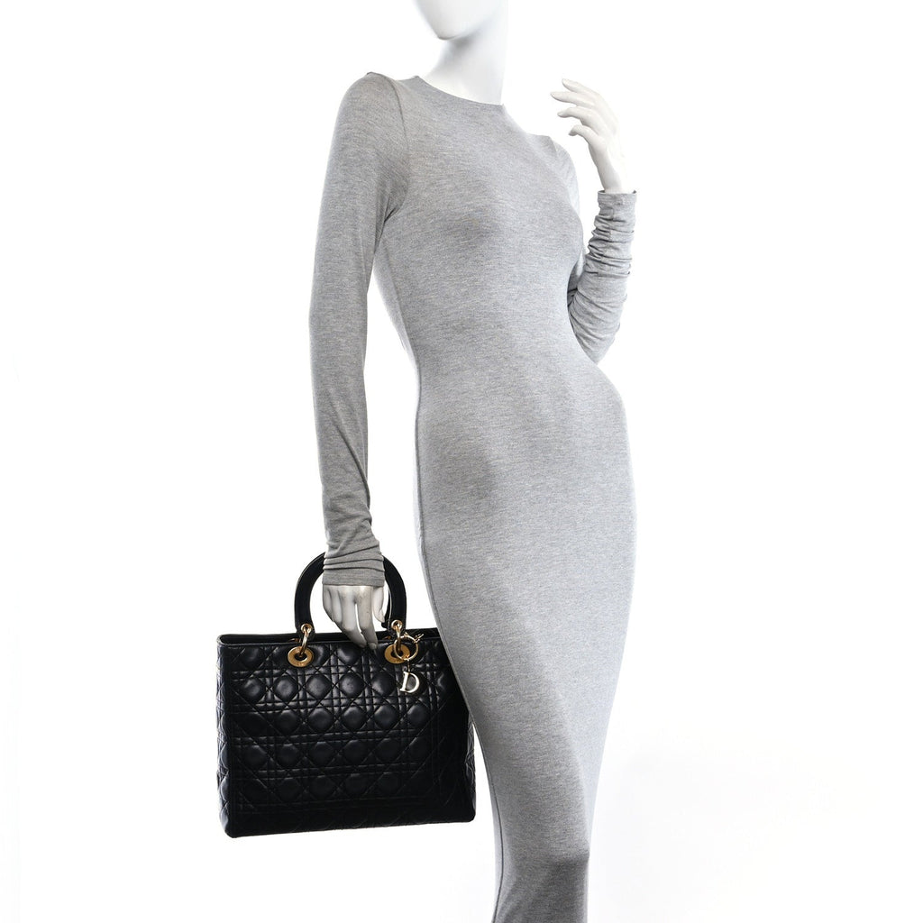 Lambskin Cannage Large Lady Dior Black