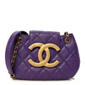 Lambskin Quilted Small Messenger Bag Purple