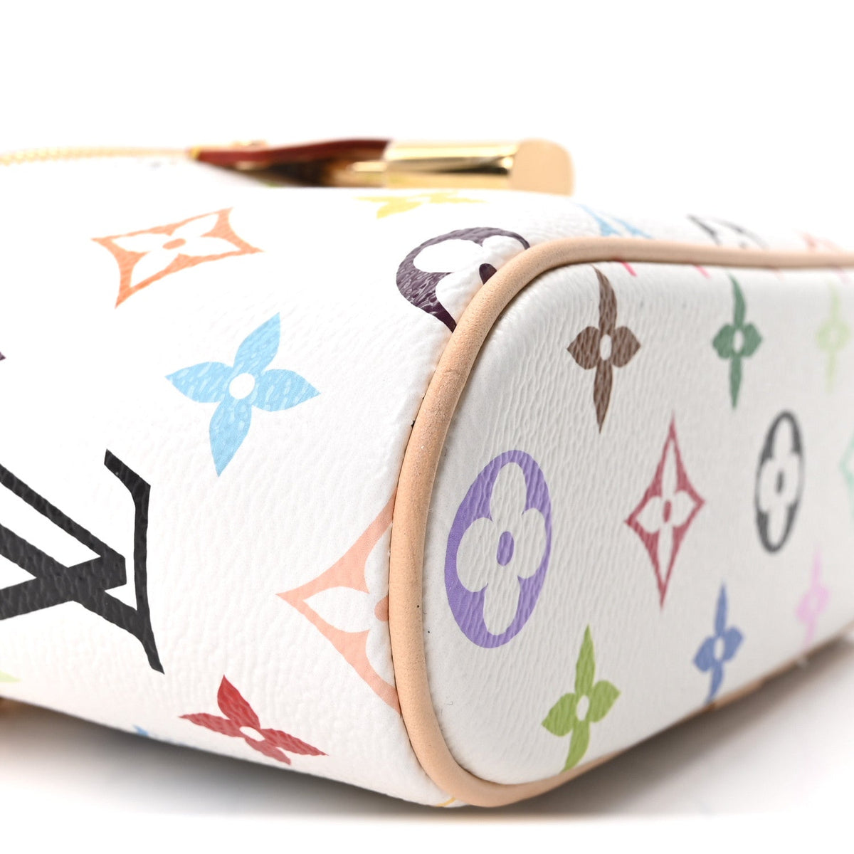 LV x TM Monogram Multicolor Vanity Chain Pouch White