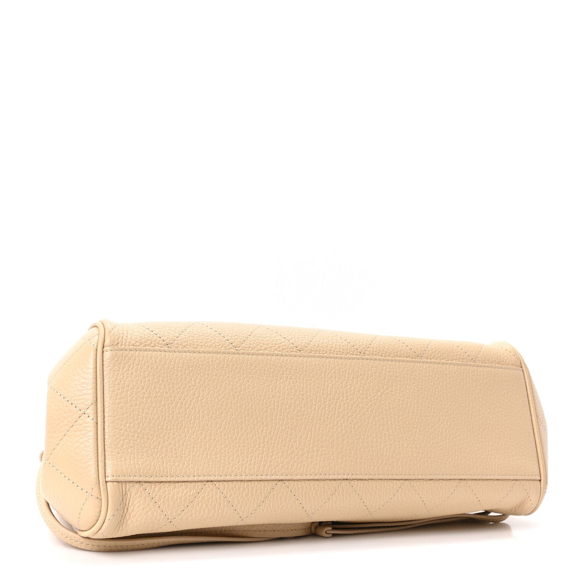 Grained Calfskin Stitched Urban Essentials Small Shopping Bag Beige