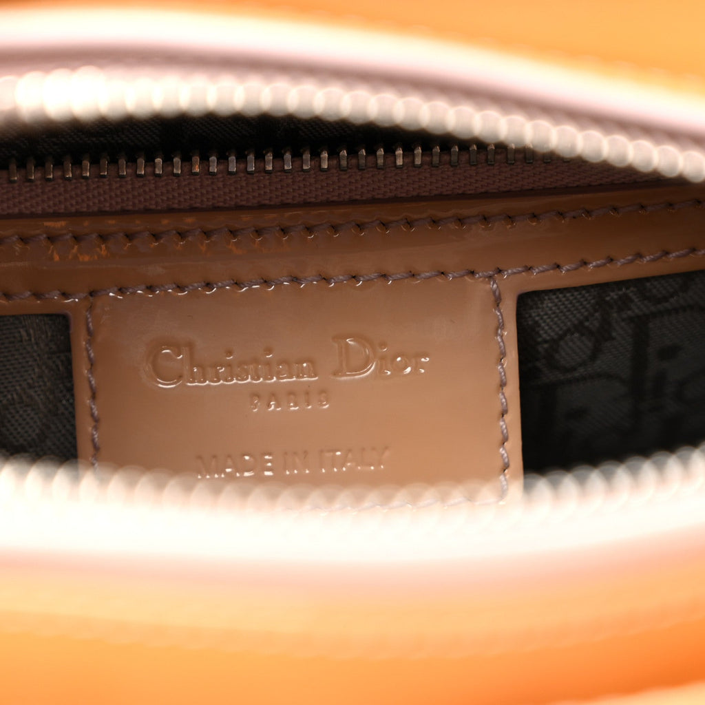 Patent Cannage Medium Lady Dior Beige