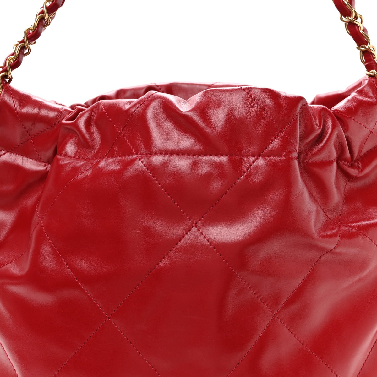 Shiny Calfskin Quilted Small Chanel 22 Red