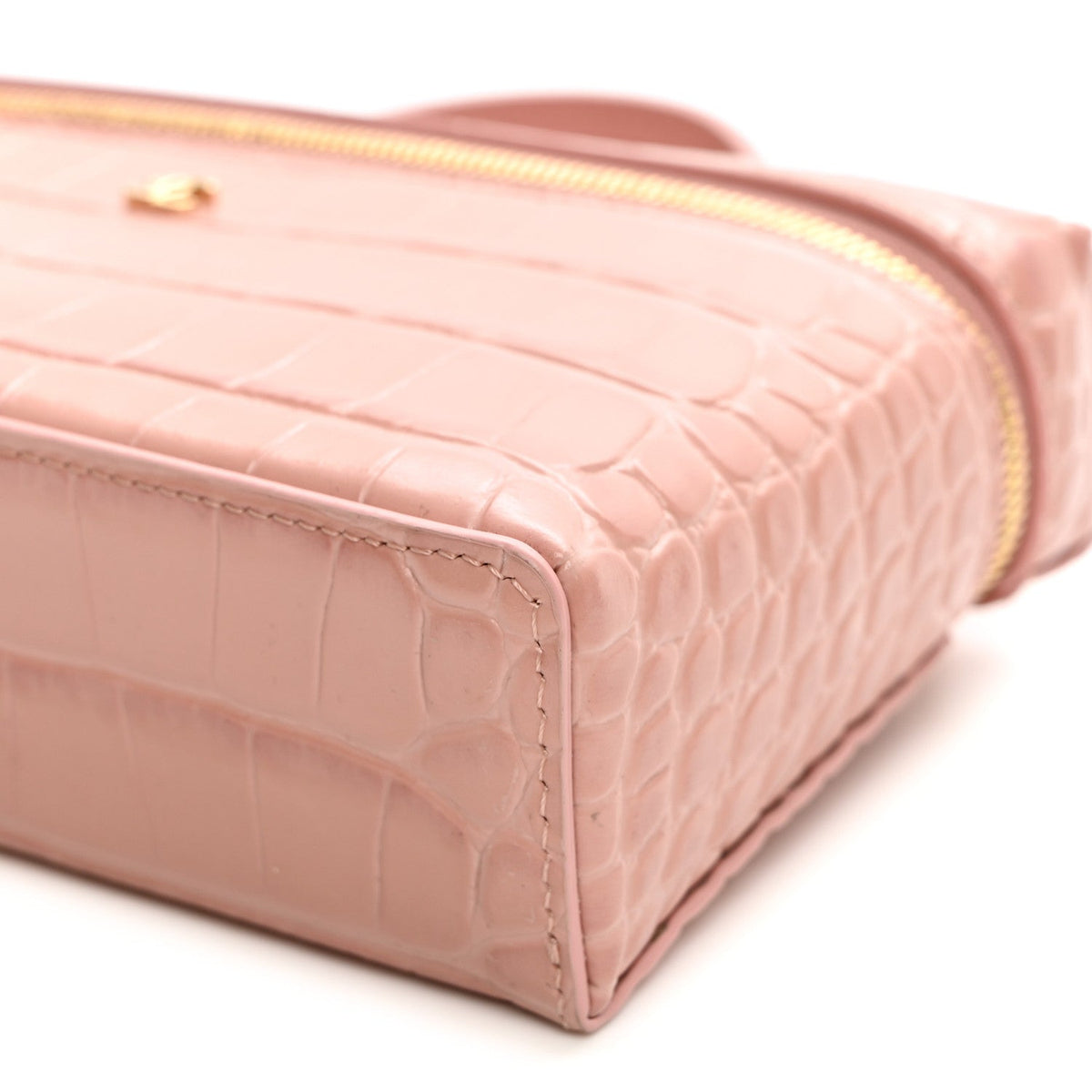Calfskin Crocodile Embossed Crococo Exoticoco Vanity With Chain Light Pink