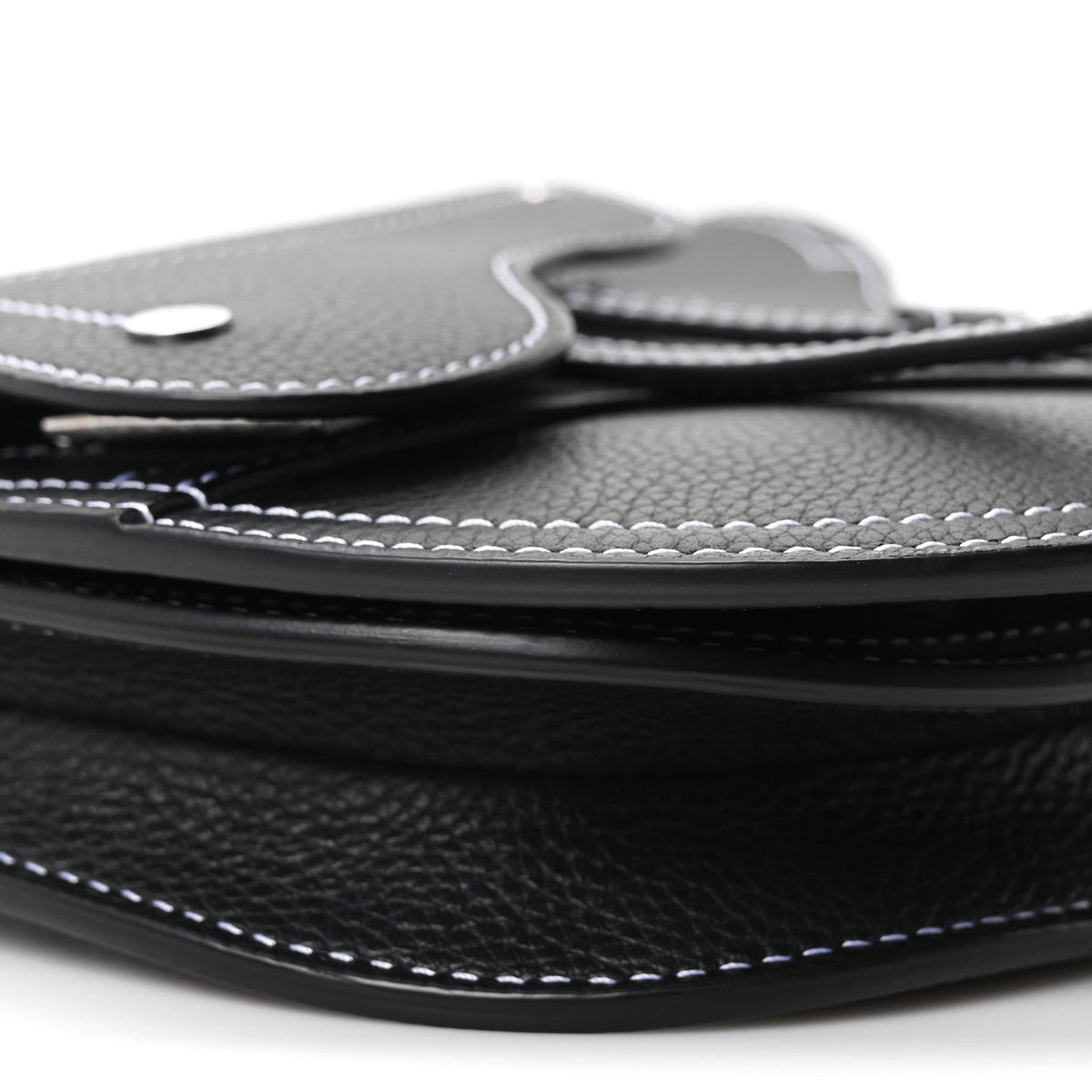 X KAWS Grained Calfskin Saddle Pouch Black