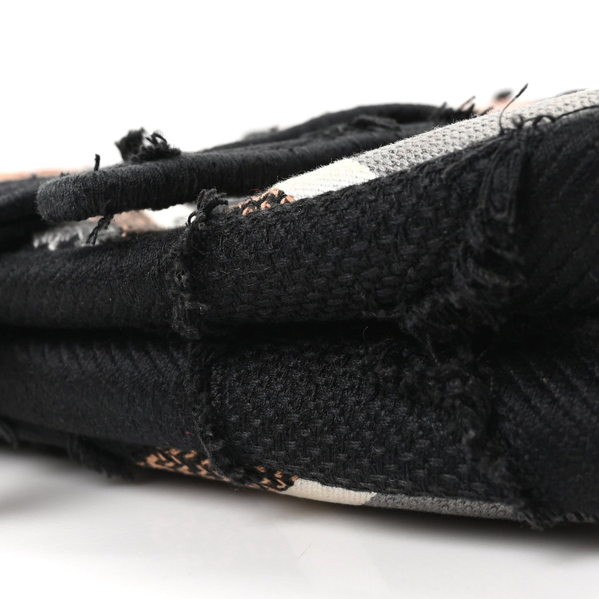 Canvas Embroidered Camouflage Flowers Saddle Bag Black Multicolor