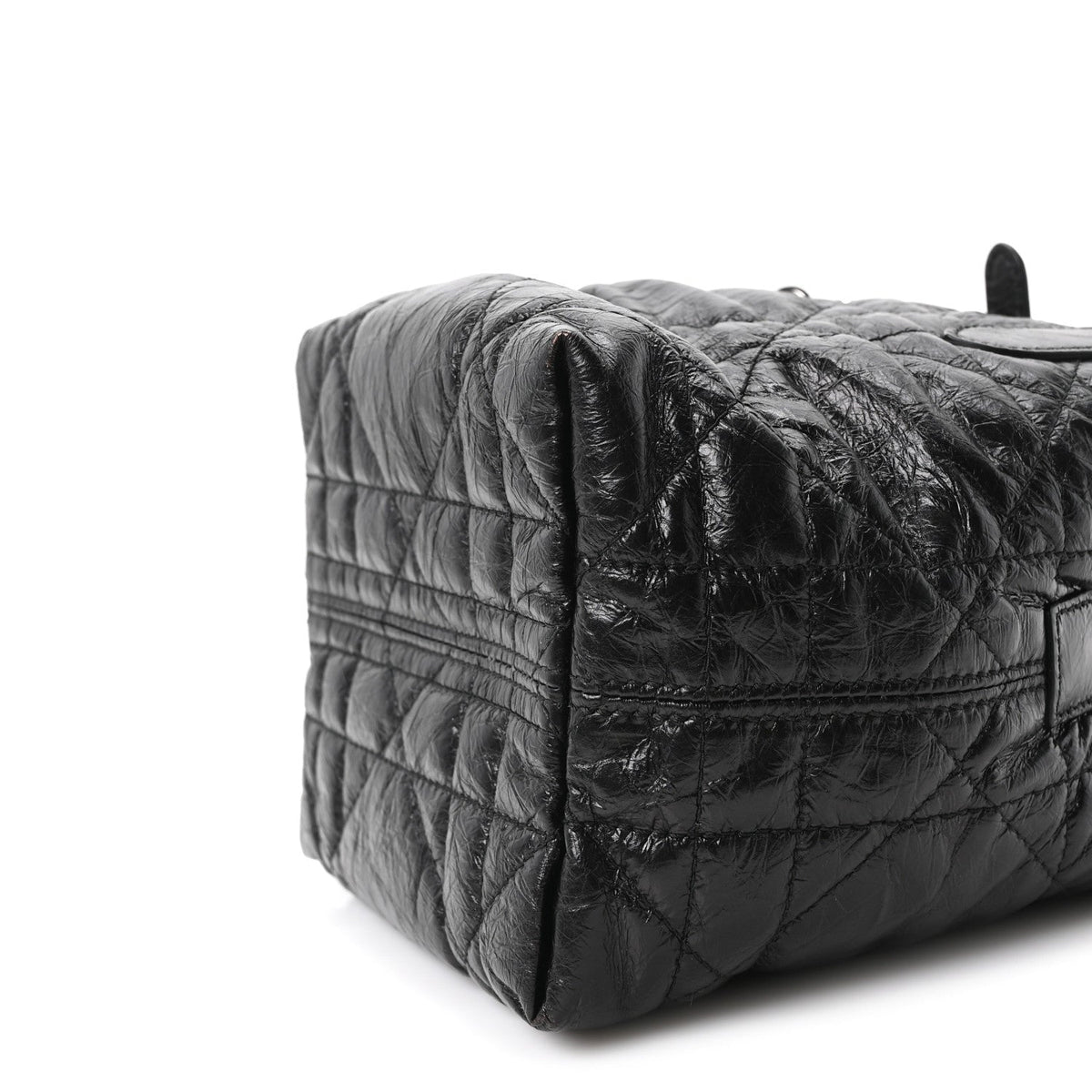 Crinkled Calfskin Macrocannage Small Toujours Vertical Tote Black