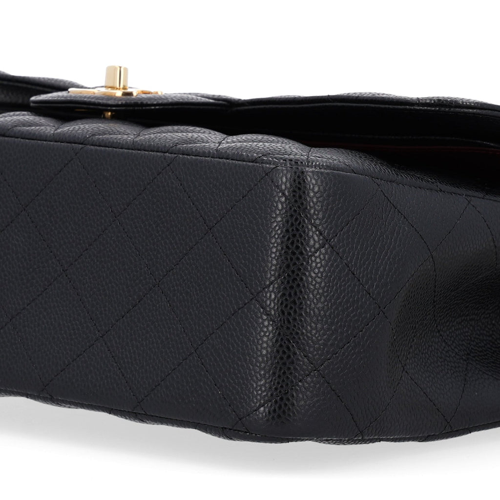 Caviar Quilted Jumbo Double Flap Black