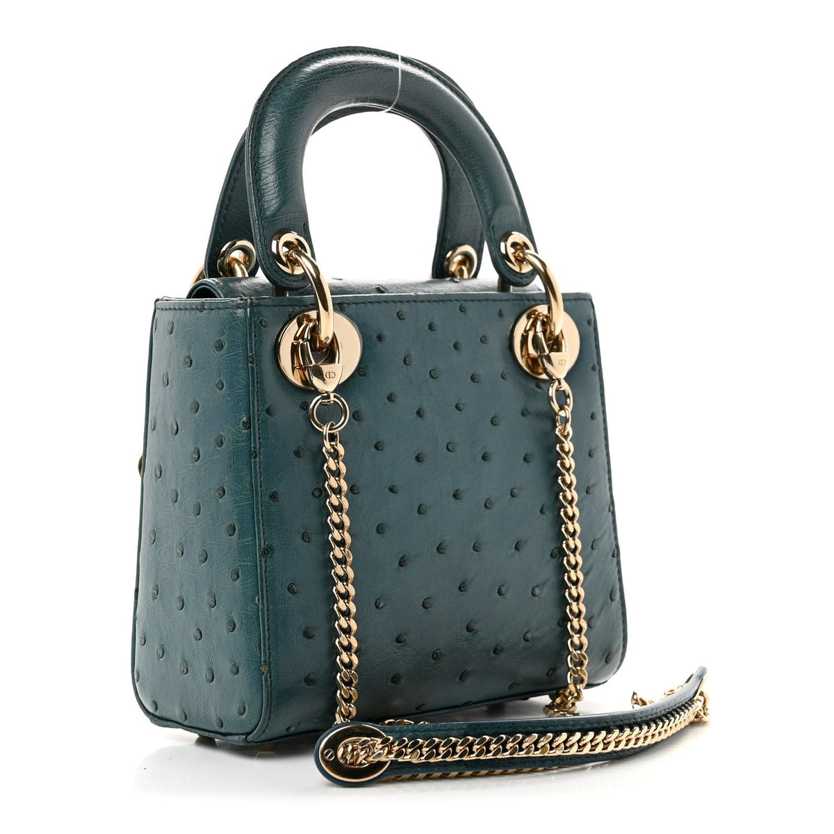 Ostrich Mini Lady Dior Blue
