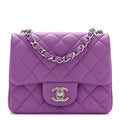 Lambskin Quilted Mini Square Flap Purple
