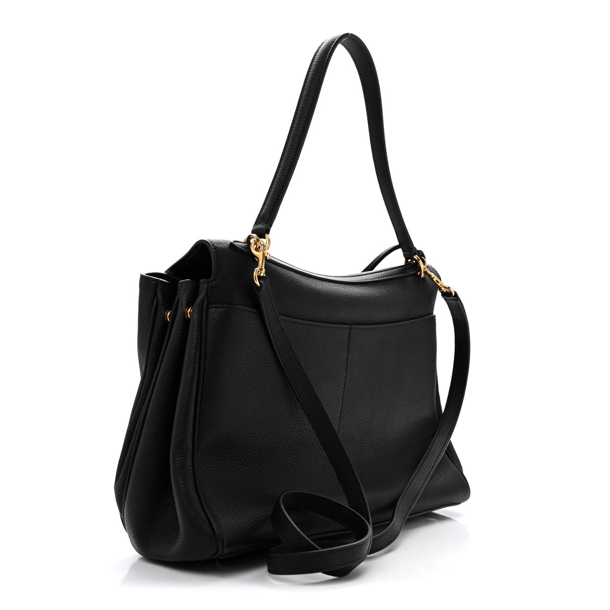 Grained Calfskin Medium Rodeo Top Handle Handbag Black