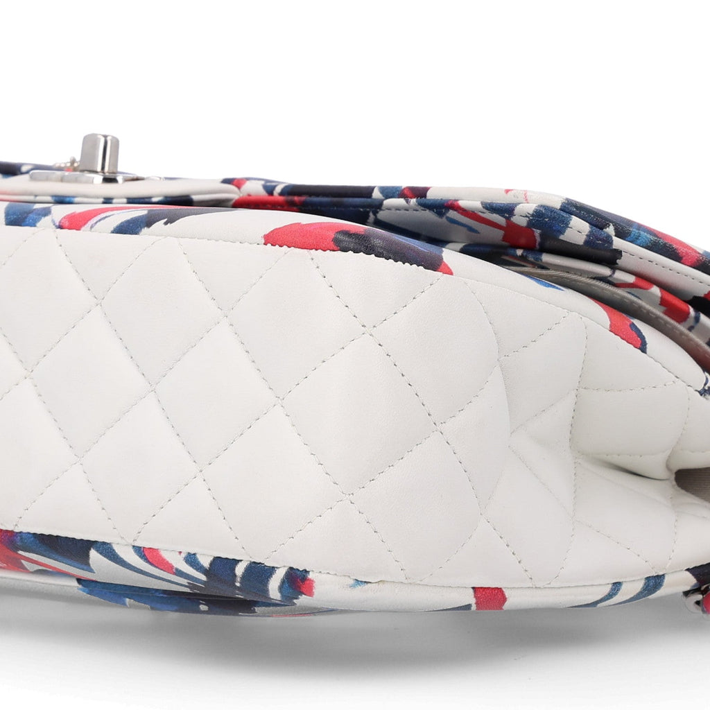 Lambskin Airline Printed Medium Double Flap White Red Blue
