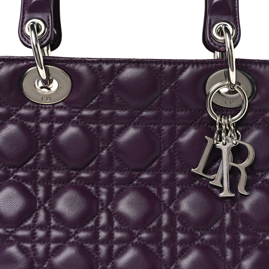 Lambskin Cannage Medium Lady Dior Purple