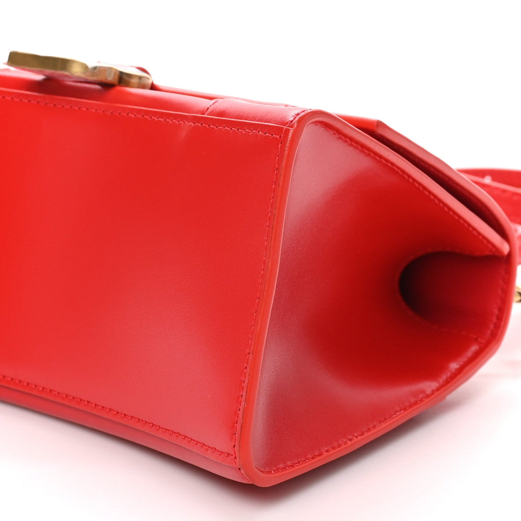 Shiny Box Calfskin Small Hourglass Top Handle Bag Bright Red