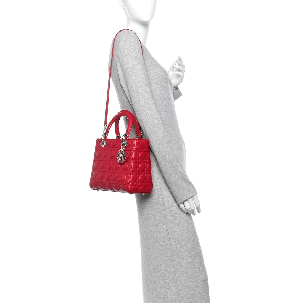 Lambskin Cannage Medium Lady Dior Dark Pink