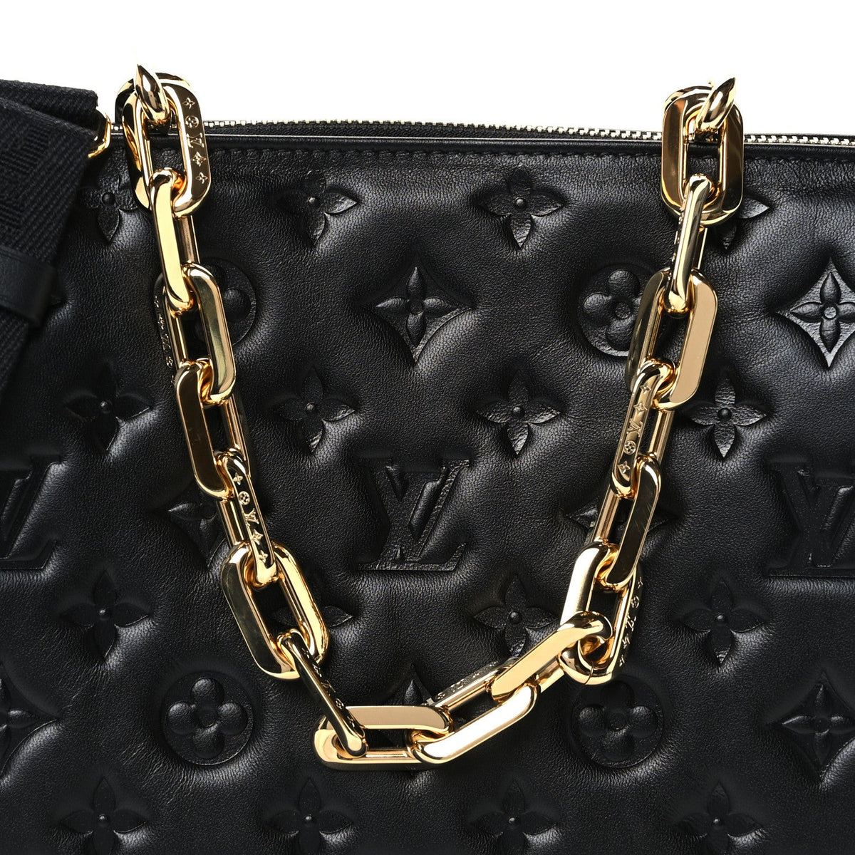 Lambskin Embossed Monogram Coussin PM Black
