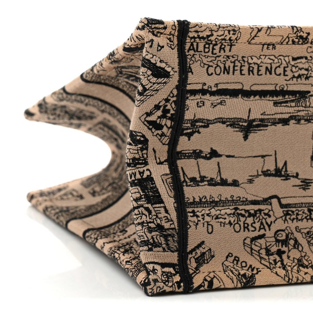Canvas Embroidered Medium Plan De Paris Book Tote Beige Multi