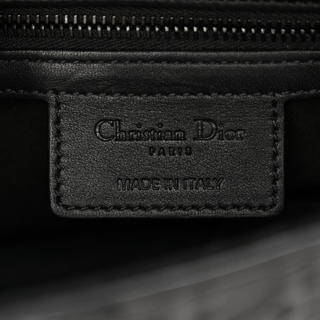 Calfskin Embossed Oblique Saddle Bag With Strap Black
