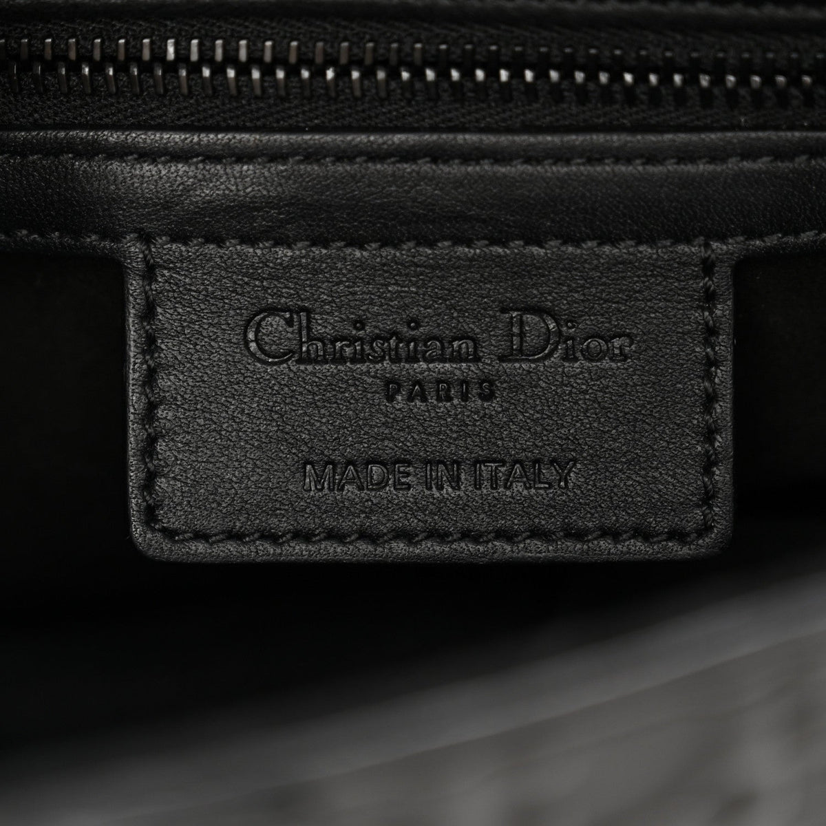 Calfskin Embossed Oblique Saddle Bag With Strap Black